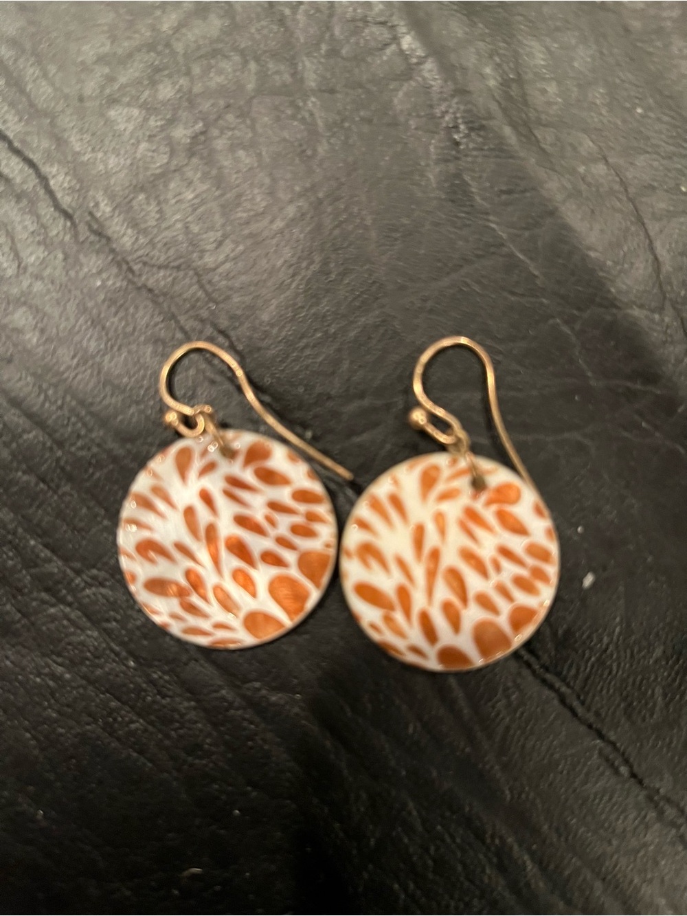 Handmade Orange & White Round Drop Earrings - Womens Jewelry